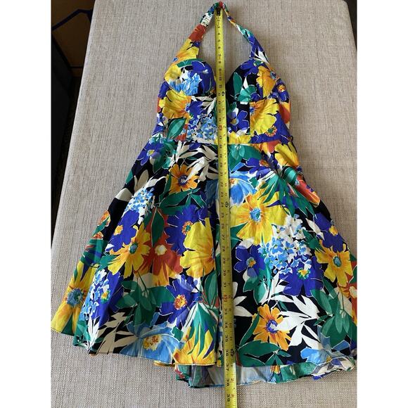 D.B.A. LA Bold Floral dress Bold Bright Fit flare skirt with tulle 11 (S/M) - Picture 6 of 15